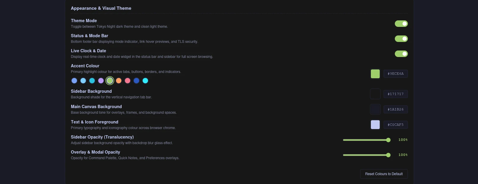 Appearance and Visual Theme Preferences