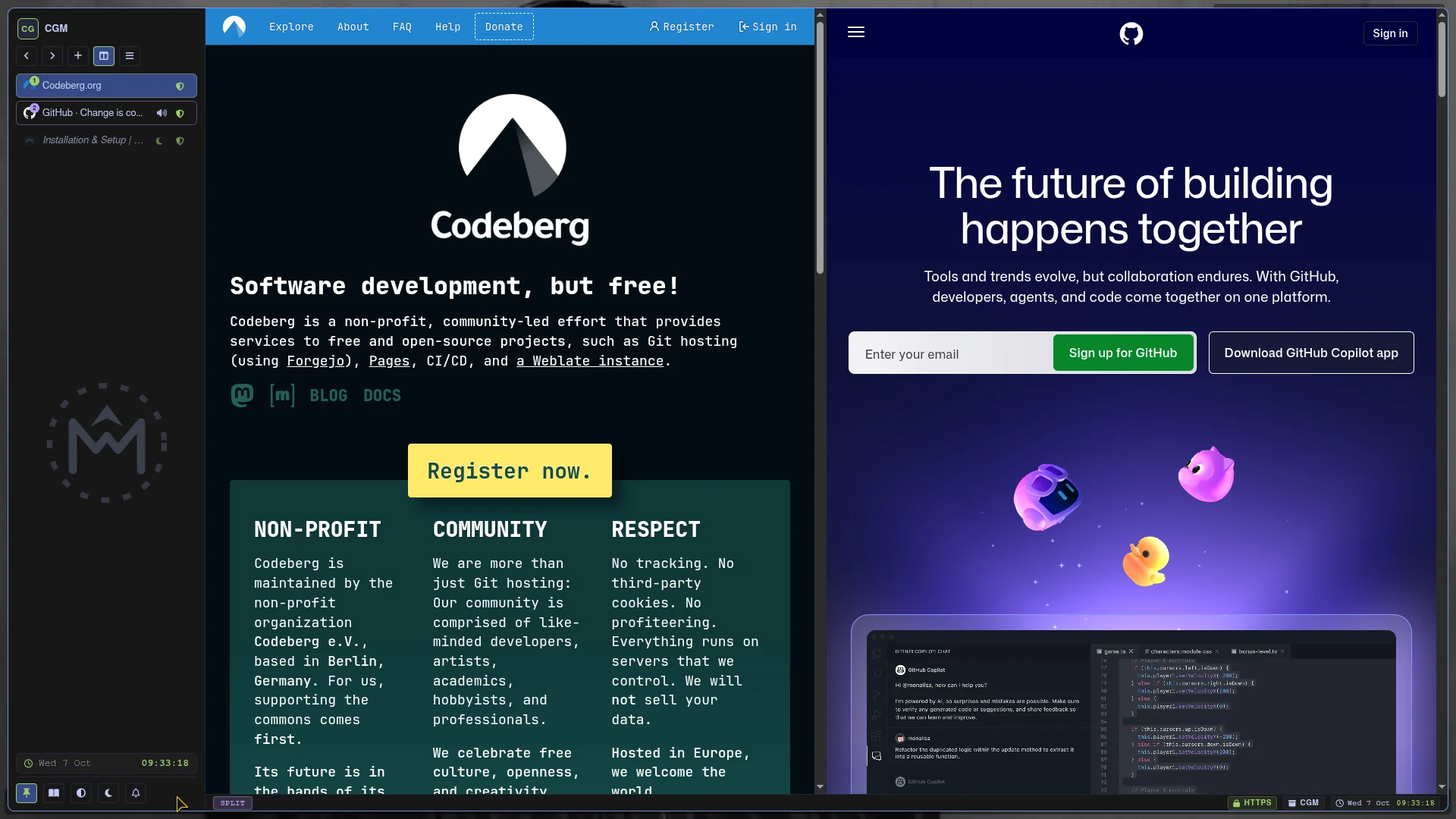 Mise Browser Dual-Split View